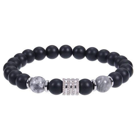 Bracciale Da Uomo In Perline Di Pietra Naturale Acciaio Inossidabile Occhio Di Tigre Ossidiana Lapis Elastico