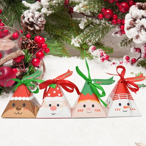 Weihnachts Pyramide Geschenkschachteln Papier Süßigkeiten Verpackung Schleife Cartoon Weihnachtsmann Rentier Elf Schneemann