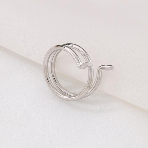 Anillo Minimalista De Acero Inoxidable Espiral De Doble Banda Ajustable Abierto Pulido Joyería De Moda Para Mujer