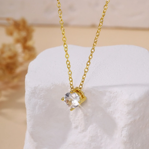 Elegante Ronde Zirkonia Hanger Ketting Voor Dames Koper Fijne O-Ketting Minimalistische Sieraden