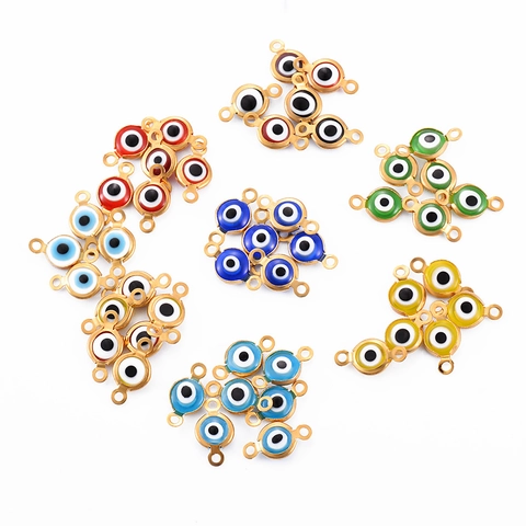 Roestvrij Staal Boze Oog Emaille Bedeltjes Verbindingsstukken Voor DIY Sieraden Maken Armband Ketting