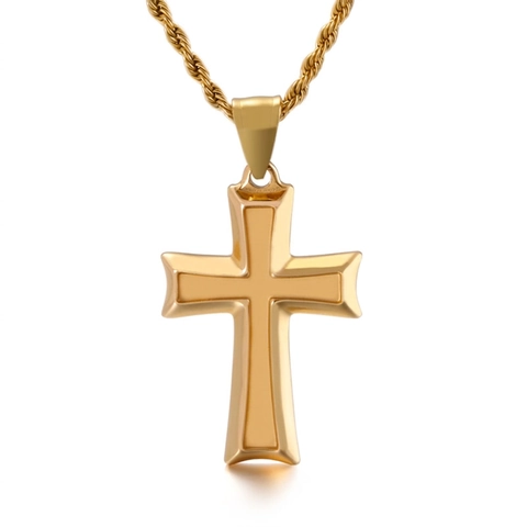 Kreuz Anhänger Halskette Edelstahl Poliert Minimalistisch Religiös Hip Hop Stil Schmuck Für Herren Damen