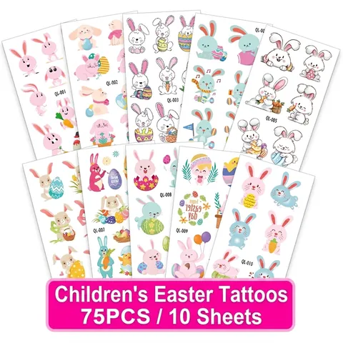 Tatuaggi Temporanei Di Pasqua Per Bambini Adesivi Viso Coniglio Uovo Impermeabili Luminosi Regali Di Festa Arte Del Corpo