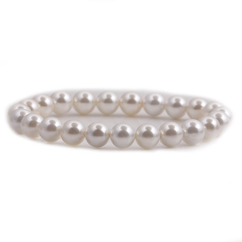 Modisches Künstliche Perlenarmband Mit Muschelperle Einfaches Elastisches Rundes Künstliche Perlen Schmuck Für Damen