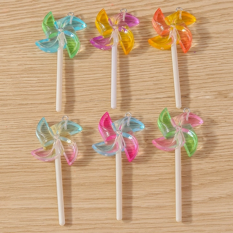 Windmill Lollipop Charms Resin Gradient Colorful Pendants For DIY Jewelry Making Crafts Findings