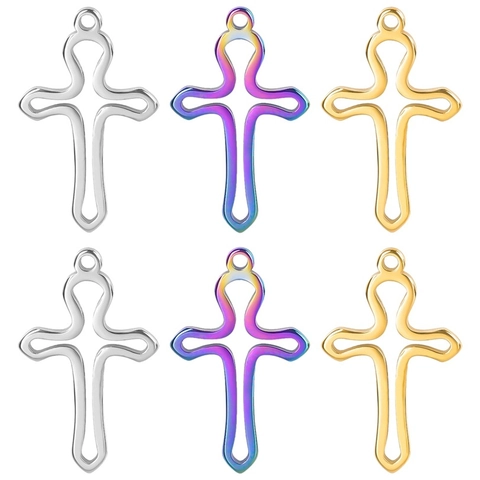 Minimalistischer Hohlkreuz Anhänger Aus 304 Edelstahl Vakuum Beschichtet DIY Schmuck Charms Mode Accessoire Für Damen