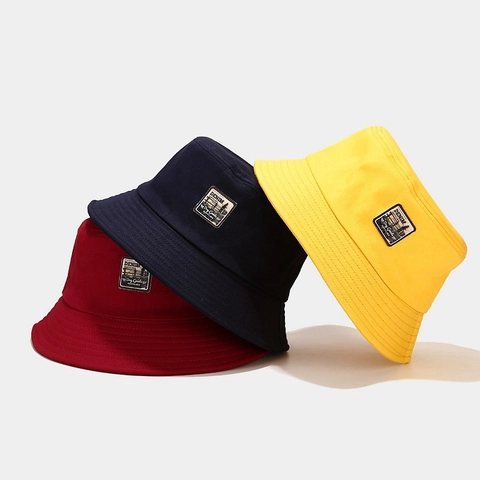 Unisex Cotton Canvas Bucket Hat Sun Protection Retro Vintage Patch Wide Brim Foldable Fisherman Cap For Men Women