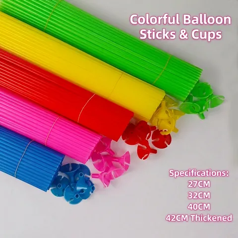 Balloon Sticks And Cups PP Plastic Support Holders For Wedding Birthday Party Decoration Macaron Metallic Colors