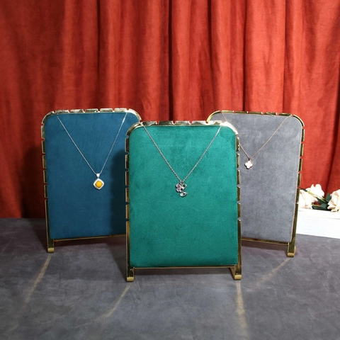 Halsketten-Display-Ständer Schmuckständer Samt Metallrahmen Luxus Anhänger Armband Organizer Requisiten Elegant