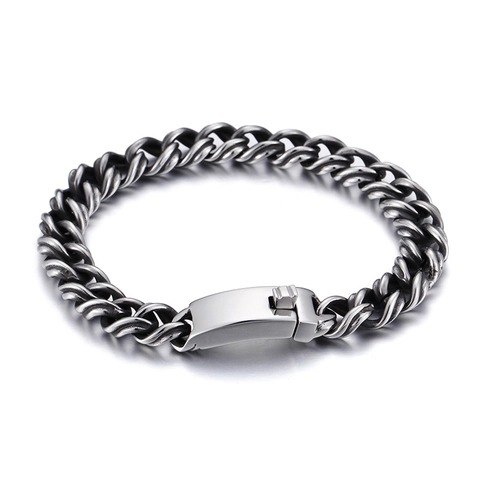 Herren Cuban Link Armband Vintage 316L Edelstahl Punk Heavy Metal Industrie Stil Mit Steckverschluss Geometrisch