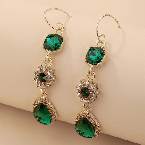 Vintage Dreistufige Tropfenohrringe Legierung Strass Zirkon Schmuck Mit 925 Sterling Silber Ohrstecker Für Damen
