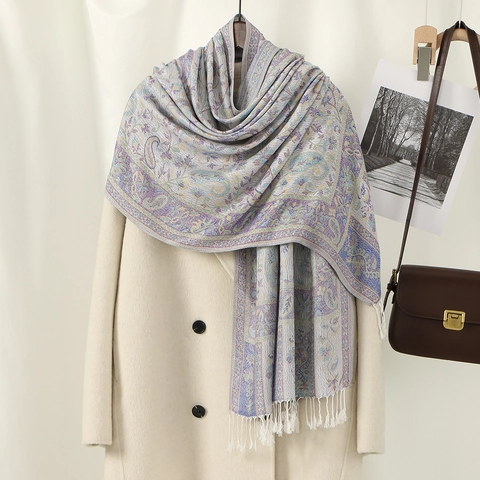 Vintage Paisley Jacquard Tassel Shawl For Women Retro Ethnic Style Fashion Scarf For Travel Spring Summer Fall Winter