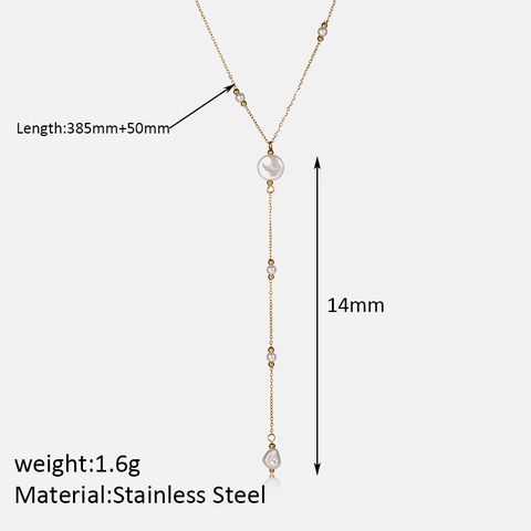 Collana con Pendente a Nappa in Perla Artificiale in Acciaio Inossidabile 304 Placcato Oro 18K per Donna Gioielli Eleganti