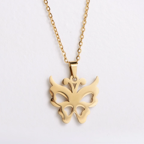 Gioielli Farfalla Acciaio Inossidabile Placcato Oro 18K Collana Traforata E Orecchini Per Donne Elegante Minimalista