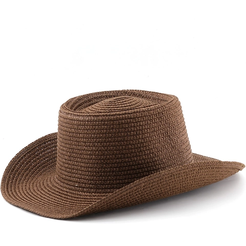 Wide Brim Boater Hat Woven Polyester Flat Top Jazz Sun Summer Beach Vacation Solid Color Unisex Western Style