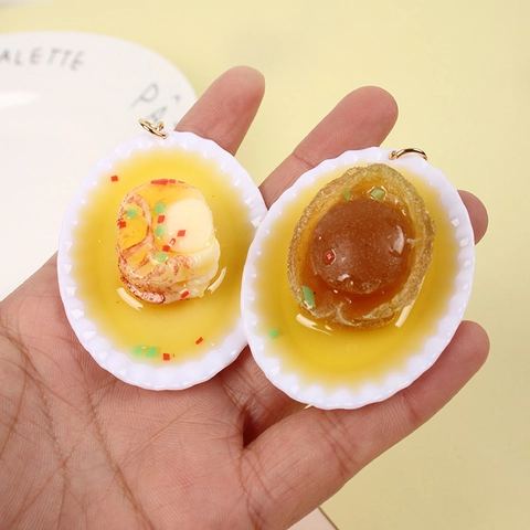 Mini Simulation Food Keychain Resin Realistic Chinese Dishes Braised Pork Lobster Abalone Funny Plate Pendant Accessory