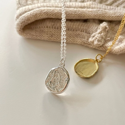 Collana In Argento Sterling 925 Con Pendente A Moneta Ovale Martellata Irregolare Gioielli Retrò Chic Minimalisti Per Donna