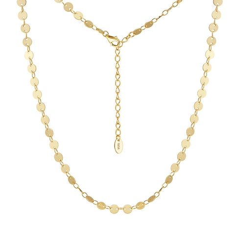 Collier Paillettes en Argent Sterling 925 pour Femmes Chaîne à Disques Ronds Minimaliste Réglable Bijoux Électroplaqués Cadeau