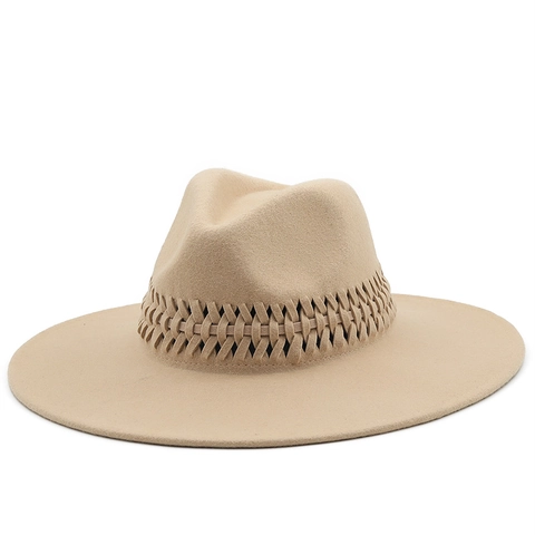 Wool Fedora Hat Wide Brim With Braided Band Elegant Vintage Jazz Style For Men Women Solid Color Versatile