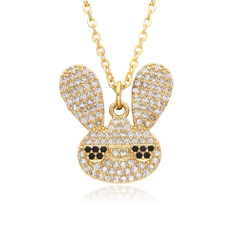 Animal Pendant Necklace Copper Gold Plated Colored Zircon Micro Pave Cartoon Cute Fashion Jewelry For Women