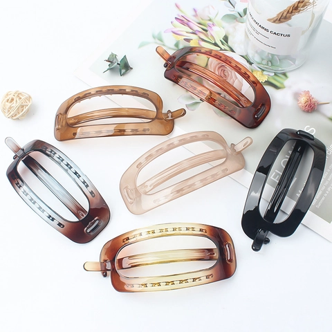 Minimalist Hollow Out Leopard Print Hair Clip Matte Frosted Geometric Tortoise Shell Hair Claw For Women