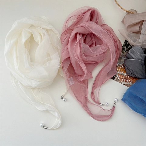 Damen Eleganter Spitze Netz Halstuch Diamantförmiges Bandana Mit Kunstperlen Anhängern Koreanischer Stil Haartuch