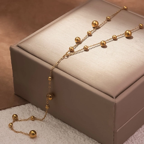 Collana Lariat In Acciaio Inossidabile 304 Placcata Oro 18K Perline Forma Y Catena Lunga Nappa Gioielli Per Donne