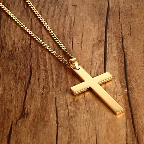 Collana Con Ciondolo A Croce Classica Acciaio Inossidabile Lucidato Stile Hip Hop Punk Gioielli Uomo Donna