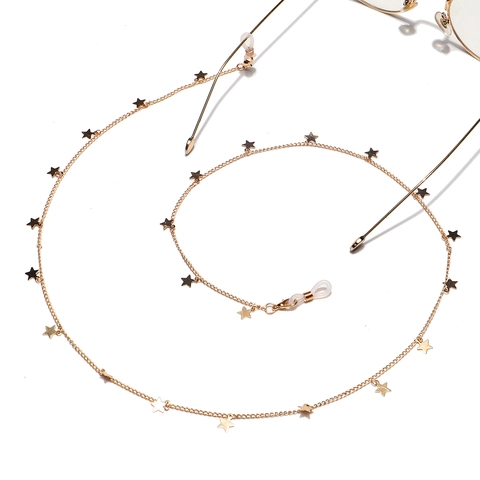 Fashion Gold Metal Glasses Chain With Five-Pointed Star Charms Non-Slip Adjustable Eyeglass Strap Cord