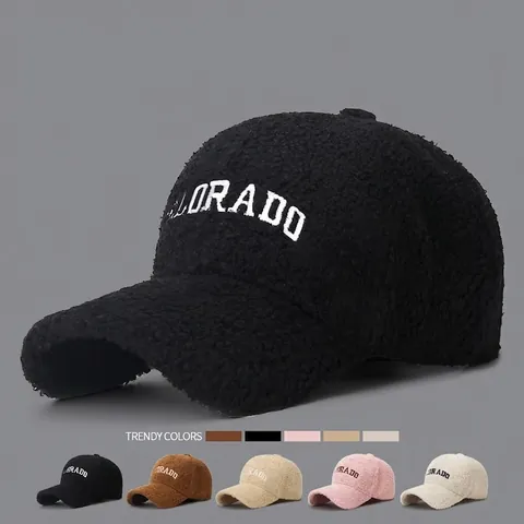 Berretto Da Baseball In Lana D'agnello Sherpa Invernale Caldo Pile Ricamo Lettere Colorado Regolabile Cappello Casual