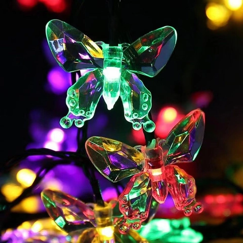 Solar Powered Butterfly LED String Lights Waterproof Outdoor Garden Fairy Decorative Lamps For Holiday Wedding Patio