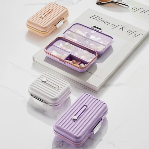 Portapillole Portatile Organizzatore Settimanale Di Medicinali In Plastica PP Custodia Impermeabile Per Viaggi Stile Valigia