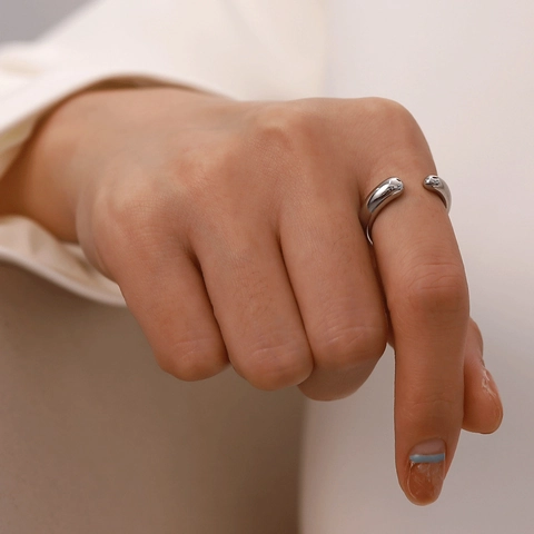 Minimalist Stainless Steel Open Ring For Women Geometric Waterdrop Style Adjustable Gold Silver Fashion Finger Ring Jewelry Gift