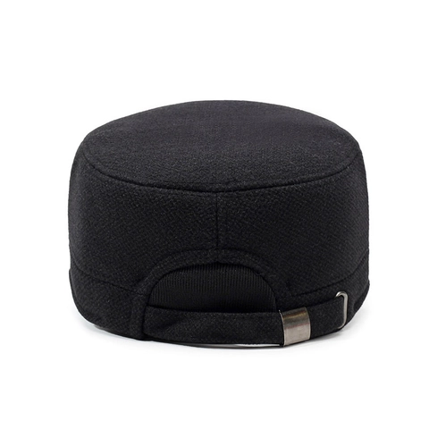 Herren Military Cap Winter Warm Fleece Gefüttert Ohrenschutz Flat Top Hut Verstellbar Baumwollmischung Lässig Outdoor