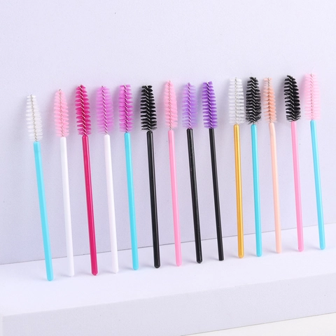Disposable Eyelash Brushes Mascara Wands Plastic Handle Nylon Spiral Fiber Head Eyebrow Grooming Extension Makeup Comb