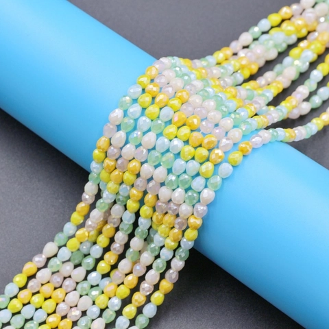 Faceted Glass Crystal Beads Gradient Mixed Color Loose Spacer Beads For DIY Jewelry Making Bracelet Necklace Craft