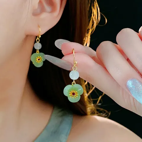 Vintage Blumen Hängeohrringe Gold Vergoldetes Kupfer Mit Zirkon Orientalischer Stil Eleganter Schmuck Für Frauen