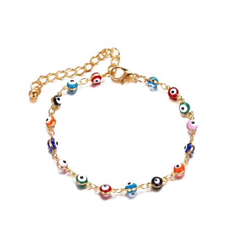 Cavigliera Etnica Boho Perline Smaltate Occhio Del Male Colorate Lega Catena Regolabile Gioielli Da Spiaggia Per Donne