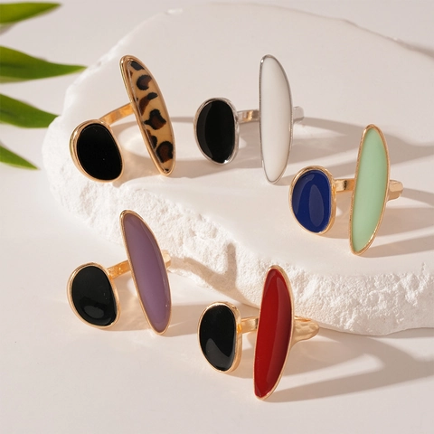 Onregelmatige Geometrische Ring Legering Druppelolie Emaille Retro Minimalistisch Verstelbare Open Ring Voor Vrouwen Vintage Elegant