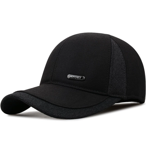 Winter Baseball Cap Mit Ohrenklappen Wollmischung Verdickt Thermisch Outdoor Sport Mütze Für Herren Kaltes Wetter Warm