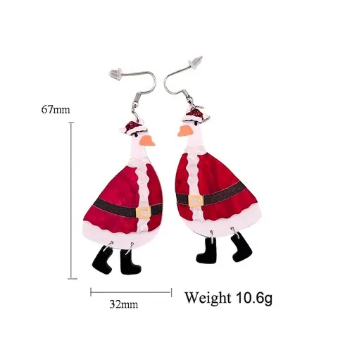 Cartoon Weihnachten Gans Hängerohrringe Acryl Weihnachtsmann Hut Ente Festlicher Schmuck Für Frauen Feiertag Party Neuheit