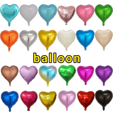 Heart Shaped Aluminum Foil Balloon Metallic Glossy Solid Color Valentine Day Wedding Birthday Party Decoration