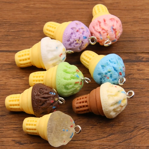 Dijes De Resina Cono De Helado Colgantes Coloridos Dulces Para Hacer Joyas DIY Llavero Decoración De Teléfono