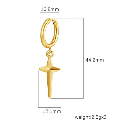 Minimalist Stainless Steel Huggie Hoop Earrings With Cross And Star Pendants Vintage Punk Style Jewelry For Women Men