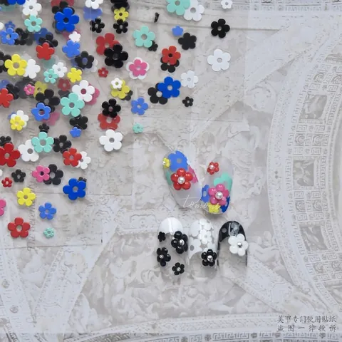 Pegatinas De Arte De Uñas Flores Relieve Ultra Delgado Auto Adhesivo Flor Arco Iris Estilo Japonés Decoración Manicura
