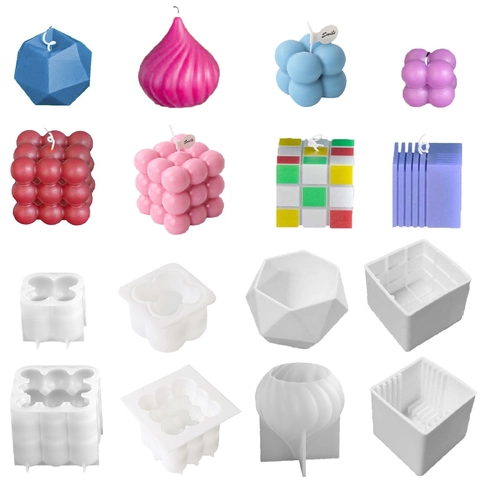 Moules À Bougies En Silicone Pour Bricolage Aromathérapie Savon Artisanal Bulle Cube Géométrique Forme De Fromage Outils