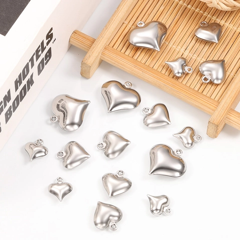 Herz Anhänger Edelstahl 3D Hohl Pfirsichherz Charms Für DIY Halskette Armband Herstellung Poliert Schmuckzubehör