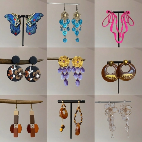 Vintage Ethnic Style Butterfly Embroidery Flower Drop Earrings With 925 Sterling Silver Earring Post Jewelry For Women