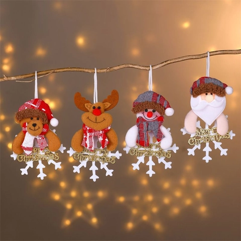 Weihnachtsbaumhänger Plüsch Weihnachtsmann Schneemann Rentier Bär Schneeflocke Anhänger Frohe Weihnachten Deko Für Feiertagsparty