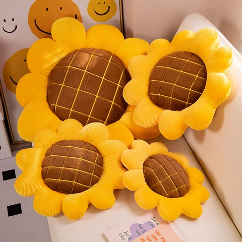 Sunflower Plush Cushion Corduroy Flower Pillow Soft Floor Seat Mat Home Decor Cozy Backrest